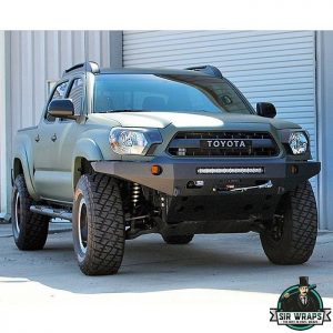 Toyota Tacoma wrapped in Matte Military Green vinyl