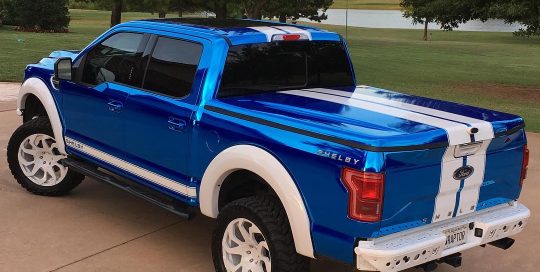 Shelby Ford-150 wrapped in Avery Blue Chrome vinyl
