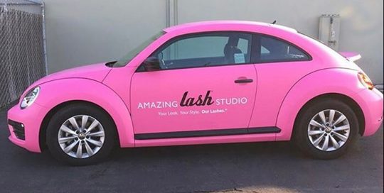 Commercial Car wrapped in Matte Pink vinyl