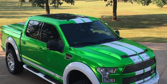 Pick Up Shelby F-150 wrapped in Green Chrome vinyl