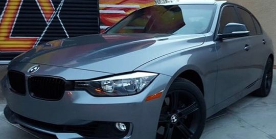 BMW 3-Series wrapped in Gloss Anthracite vinyl