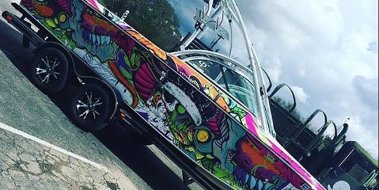 Supra Wake Boat wrapped in custom printed 3M IJ180 vinyl