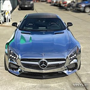 Mercedes Benz wrapped in Avery SW Silver Chrome vinyl