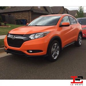 Honda CRV wrapped in Avery SW Satin Orange vinyl