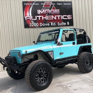 Jeep Wrangler wrapped in Satin Key West vinyl