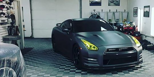 Nissan GTR wrapped in Avery SW Matte Charcoal Metallic vinyl