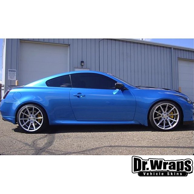 Infiniti G37 wrapped in Gloss Blue Metallic vinyl