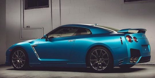 Nissan GTR wrapped in Satin Ocean Shimmer vinyl