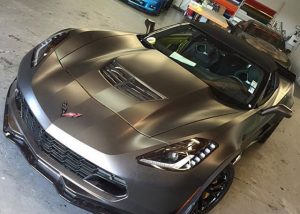 Corvette z06 wrapped in Avery SW Satin Pearl Nero vinyl