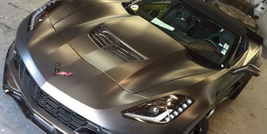 Corvette z06 wrapped in Avery SW Satin Pearl Nero vinyl