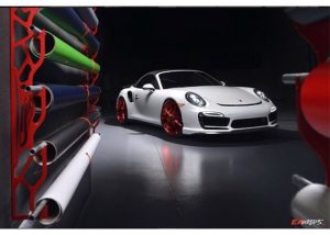 Porsche 991 wrapped in Avery SW Gloss Pearl White vinyl