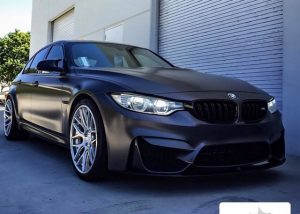BMW M-3 wrapped in Avery SW Satin Pearl Nero vinyl