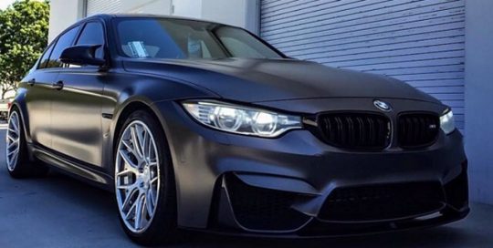 BMW M-3 wrapped in Avery SW Satin Pearl Nero vinyl