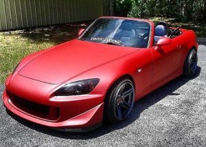 Honda S2000 wrapped in Matte Red Metallic vinyl