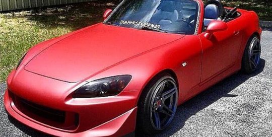 Honda S2000 wrapped in Matte Red Metallic vinyl