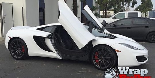 McLaren wrapped in Satin White vinyl