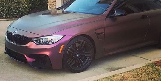 BMW M4 wrapped in Orafol 970RA Shift Effect Matte Aubergine/Bronze vinyl