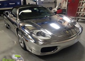 Ferrari 360 wrapped in Avery SW Chrome vinyl