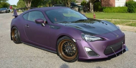 Scion FRS wrapped in Arlon UPP Matte Cyber Grape vinyl