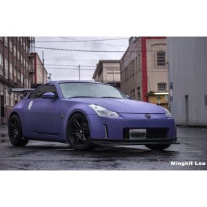 Nissan 370z wrapped in Matte Royal Purple vinyl