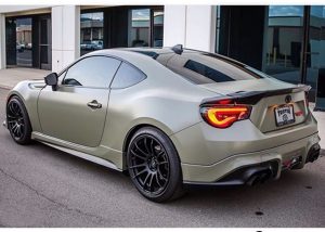Scion FRS wrapped in Avery SW Satin Khaki Green vinyl