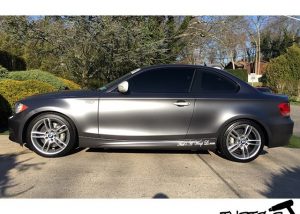 BMW M2 wrapped in Satin Dark Gray vinyl