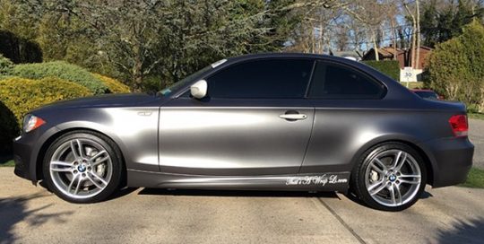 BMW M2 wrapped in Satin Dark Gray vinyl