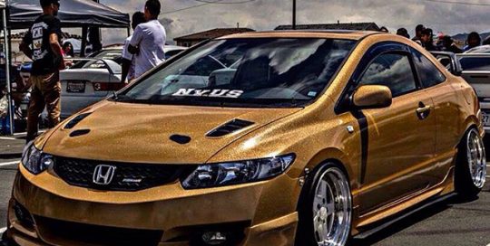 Honda Civic wrapped in Avery SW Diamond Amber vinyl