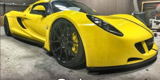 Hennessey Venom Gt Spider wrapped in Gloss Bright Yellow vinyl