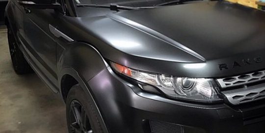 Range Rover wrapped in Satin Black vinyl
