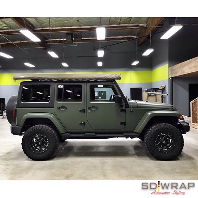 Jeep Wrangler wrapped in Matte Military Green vinyl - Vinyl Wrap - 3M &  Avery Dennison Vinyl Wrap - Cars & Vehicles