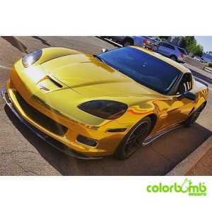 Chevy Corvette z06 wrapped in Avery Gold Chrome