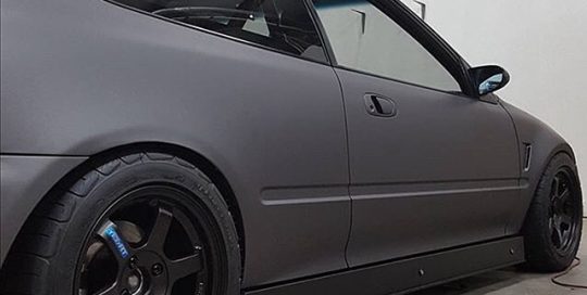 Honda Civic wrapped in Avery SW Matte Charcoal Metallic vinyl