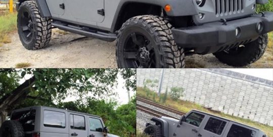 Jeep Wrangler wrapped in Arlon UPP Combat Grey vinyl