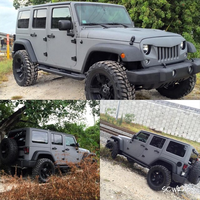 Jeep Wrangler wrapped in Arlon UPP Combat Grey vinyl