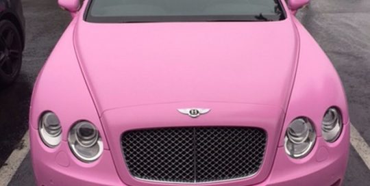 Bentley Continental wrapped in Avery SW Satin Bubblegum Pink vinyl