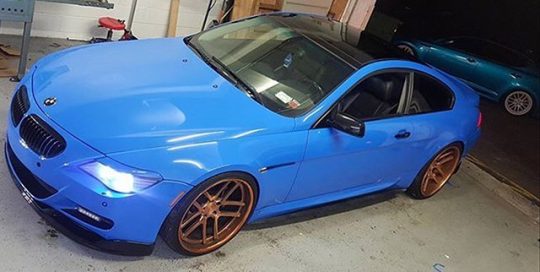BMW M-6 wrapped in Avery SW Gloss Intense Blue vinyl
