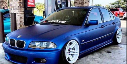 BMW M3 wrapped in Arlon UPP Matte Deep Ocean vinyl