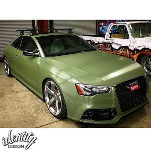 Audi RS5 wrapped in Matte Military Green with the new 8900 Brushed overlaminate vinyl