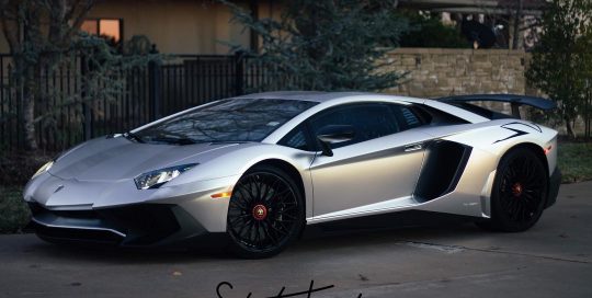 Lamborghini Aventador wrapped in Avery SW Silver Chrome laminated with 3M Matte Clear vinyl