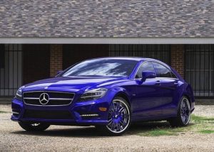Mercedes Benz wrapped in Gloss Blue Raspberry vinyl