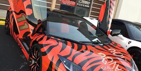 Lamborghini Aventador wrapped in custom printed Avery MPI 1005 vinyl