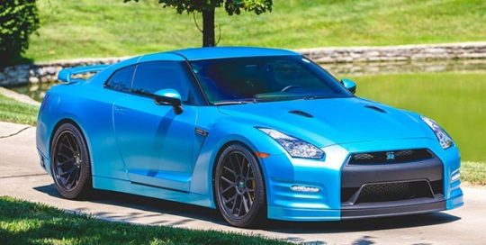 Nissan GTR wrapped in Satin Ocean Shimmer vinyl