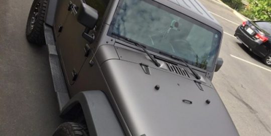 Jeep Wrangler wrapped in Avery SW Matte Charcoal Metallic vinyl