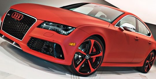 Audi RS7 wrapped in Arlon UPP Matte F1 Racing Red vinyl