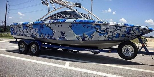 Moomba XLV Boat wrapped in custom printed 3M IJ180Cv3 vinyl