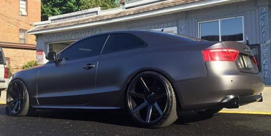 Audi A5 wrapped in Satin Dark Gray vinyl