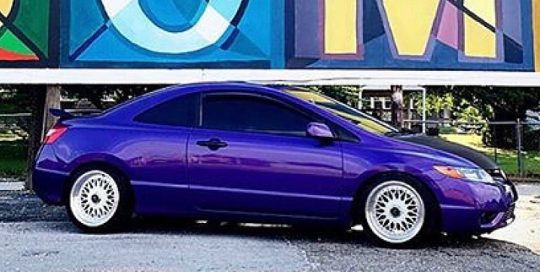 Honda Civic wrapped in Orafol 970RA Violet Metallic vinyl