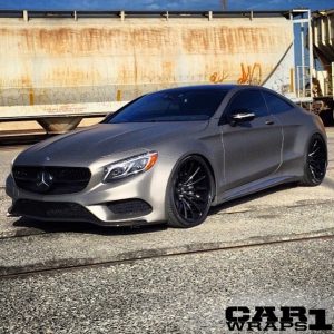 Mercedes Benz Coupe wrapped in Matte Charcoal Metallic vinyl