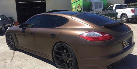 Panamera Series wrapped in Avery SW Satin Pearl Koko vinyl